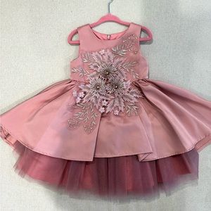 Rare Editions Toddler Girls Floral-Appliqué High-Low Dress Size 2T